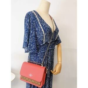 Coach 91019 Klare Crossbody In Signature Canvas IN Khaki Tangerine